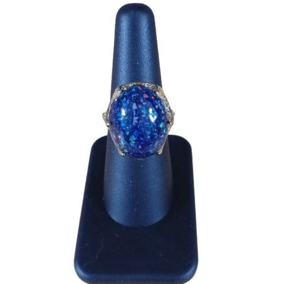 Australian blue opal statement ring size 6 - Picture 7 of 9